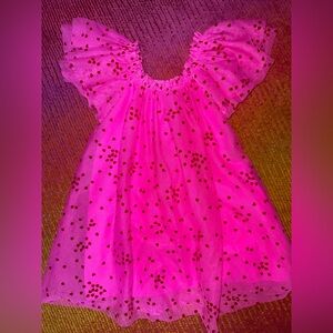 Cat & Jack Pink Ruffled Dress with red hearts